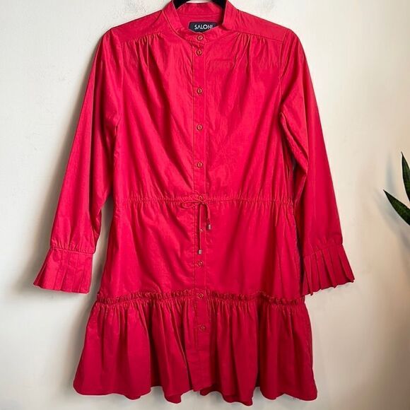 Saloni Pleated Stretch Cotton Mini Dress 4 - Picture 2 of 8